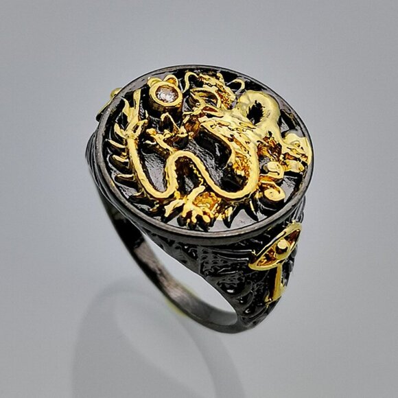 Men's Gold "The Rising Dragon" Capitan Collection Ring - Picture 1 of 9
